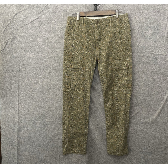 Levis Camo Cargo Jeans Pants Mens 30x28 Green Straight Pockets - SIZE NOTE - Picture 1 of 9